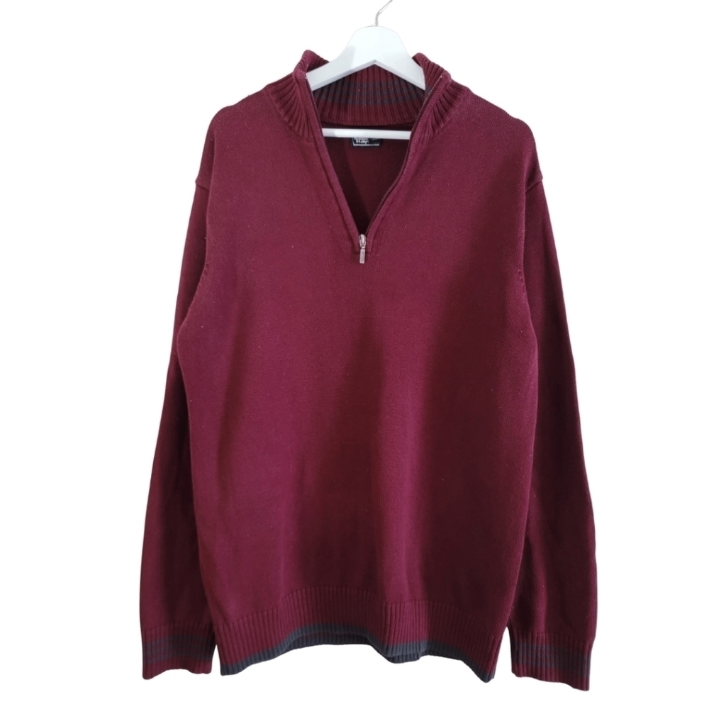 Denver Hayes Pull Over Ribbed Sweater Size Large in Maroon